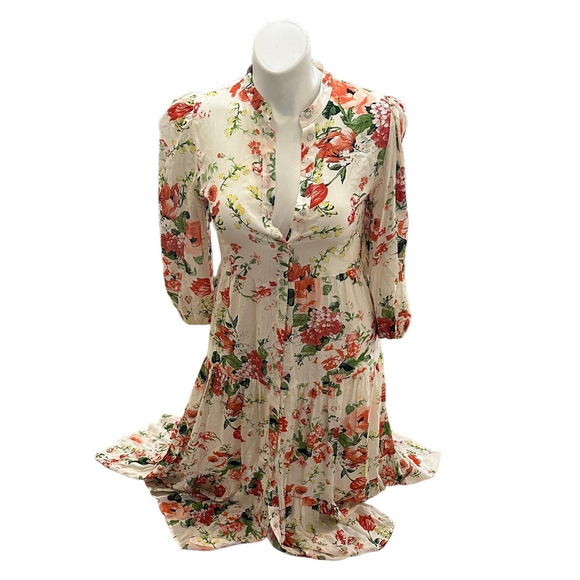 Zara Floral 3/4 Sleeve Dress Size M - Picture 1 of 4